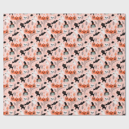 Cute Kinder Halloween Pattern Cadeaupapier (Vlak)