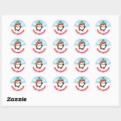 Cute Kinder Ice Skating Penguin Merry Kerstmis Ronde Sticker (Vel)