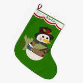 Cute Kinder Personalized Snowman Grote Kerstsok (Voorkant (Hangend))