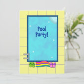 Cute Kinder Pool Party Invitations Sjabloon Kaart (Staand voorkant)