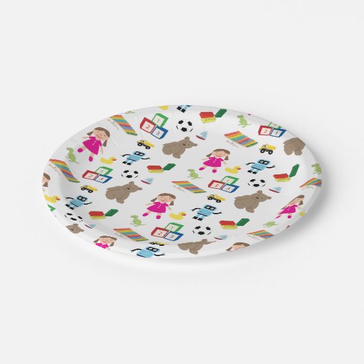 Cute Kinder Toys Pattern Papieren Bordje (Gekanteld)