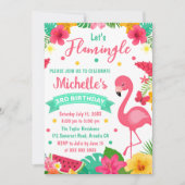 Cute Kinder Tropical Flamingo Summer Birthday Kaart (Voorkant)