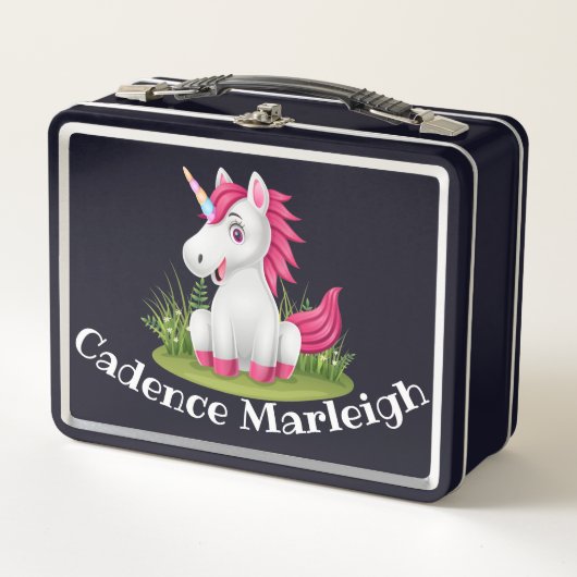 Cute Kinder Unicorn Personalized Lunchbox (Voorkant)