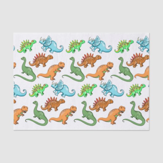 Cute Kinderen Dinosaurussen Illustraties Tissuepapier (Voorkant)
