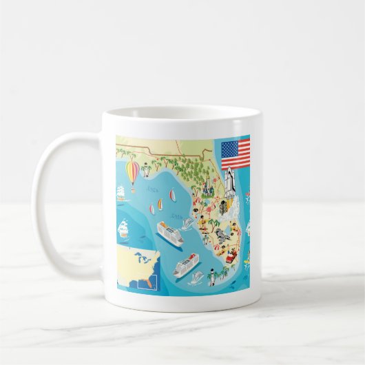 Cute Kinderen Florida Map Koffiemok (Links)