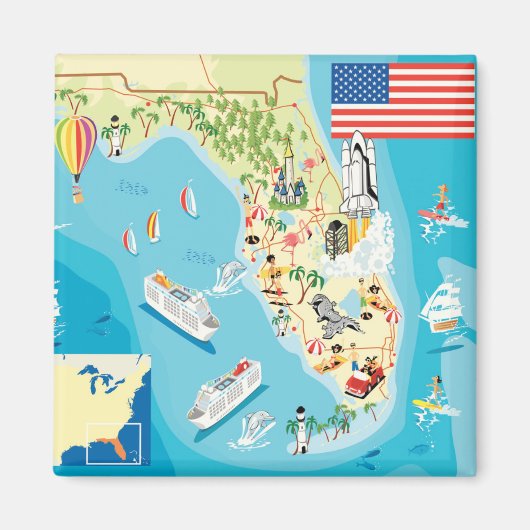 Cute Kinderen Florida Map Magneet (Voorkant)