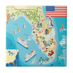 Cute Kinderen Florida Map Tegeltje