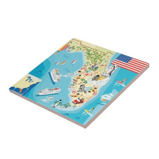 Cute Kinderen Florida Map Tegeltje (Zijkant)