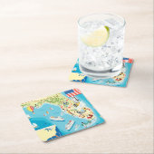 Cute Kinderen Florida Map Vierkante Kartonnen Onderzetter (Insitu)