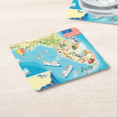 Cute Kinderen Florida Map Vierkante Kartonnen Onderzetter (Schuin)