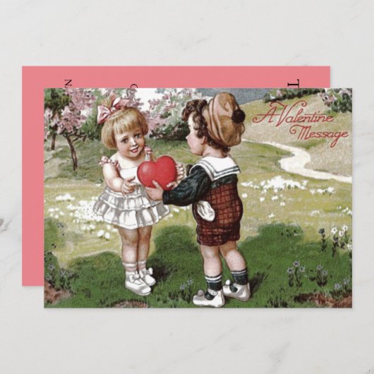 Cute Kinderen Koppel Hart Trouw Uitnodiging (Voorkant / Achterkant)