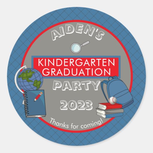Cute Kindergarten Afstuderen Name | Jaar | School Ronde Sticker (Voorkant)