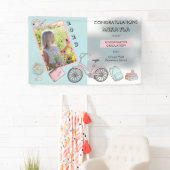 Cute Kindergarten Foto Girl Gefeliciteerd Spandoek (Insitu)