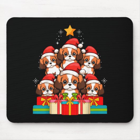 Cute King Charles Cavalier Le Dog Christmas Tree X Muismat (Voorkant)