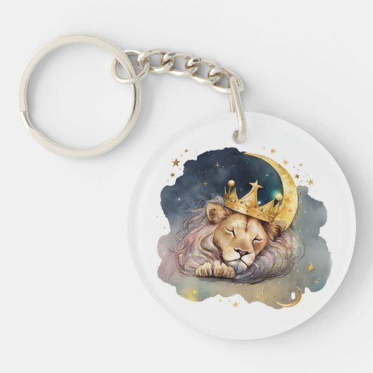 Cute  king Lion Sleeping On The Moon               Sleutelhanger (Voorkant)