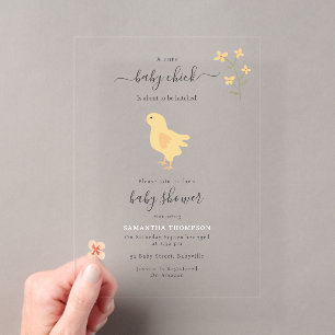 Cute Kippen Hen Kuikens Uitgekomen Baby Shower Acryl Uitnodigingen
