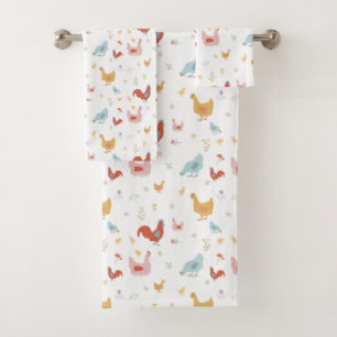 Cute Kippen Hennen en Baby Kuikens Bad Handdoek