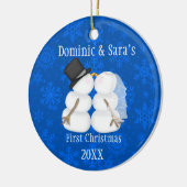 Cute Kissans Snowman Eerste Kerstversiering Keramisch Ornament (Links)