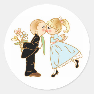Cute Kissingende Couple Ronde Sticker