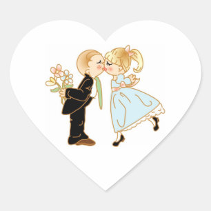 Cute Kisssing Couple Wedding Hearts Hart Sticker