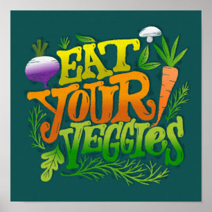 Cute Kitchen   Eat je Veggies Poster