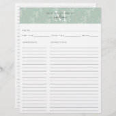 Cute Kitchen Monogram Blauwgroen Floral Botanical  (Voorkant / Achterkant)