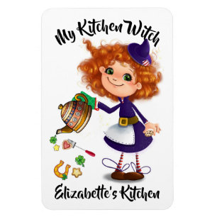 Cute Kitchen Witch/Cottage Witch Magnet Magneet