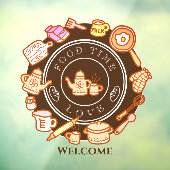 Cute Kitchenware Marron  Autocollant de fenêtre de (Feuille 3)