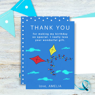 Cute Kites Red Yellow met de naam Kinderen van afg Bedankkaart