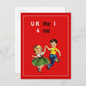 Cute Kitsch  Valentijnsdag Red Briefkaart (Voorkant / Achterkant)