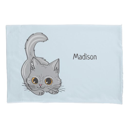 Cute Kitten, aangepaste naam en kleurloodkussen Kussensloop (Voorkant)