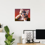 Cute Kitten AI Photo Style Poster (Thuiskantoor)