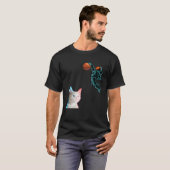 Cute Kitten Astronaut Playing Basketball For Cat T-shirt (Voorkant volledig)