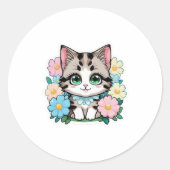 Cute Kitten avec Sticker Fleurs (Devant)
