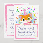 Cute Kitten Birthday nodigt Kaart (Voorkant / Achterkant)