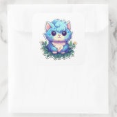 Cute Kitten Blue Vierkante Sticker (Tas)