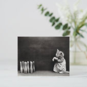 Cute Kitten Bowling Briefkaart (Staand voorkant)