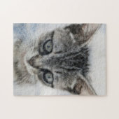 Cute Kitten Cat Art Puzzle Grey Kitty (Horizontal)
