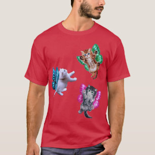 Cute Kitten Cat Cupid Angel met Butterfly Wings T-shirt
