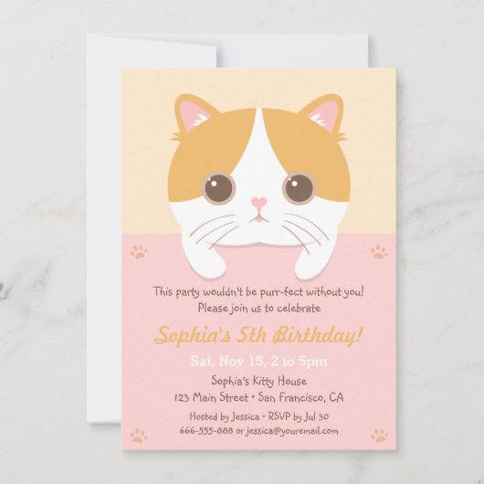 Cute Kitten Cat Girls Invitations de fête d'annive (Devant)