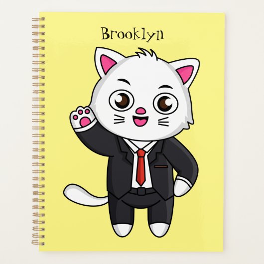 Cute kitten cat in business suit cartoon (Devant)