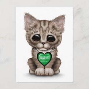 Cute Kitten Cat met Saudi-Arabisch hart, wit Briefkaart