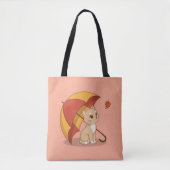 Cute Kitten Cat Red Yellow Umbrella Fall Pink Draagtas (Voorkant)