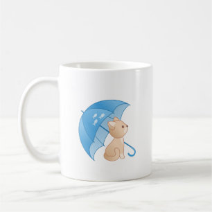 Cute Kitten Chat sous le bleu Umbrella Coffee Mug