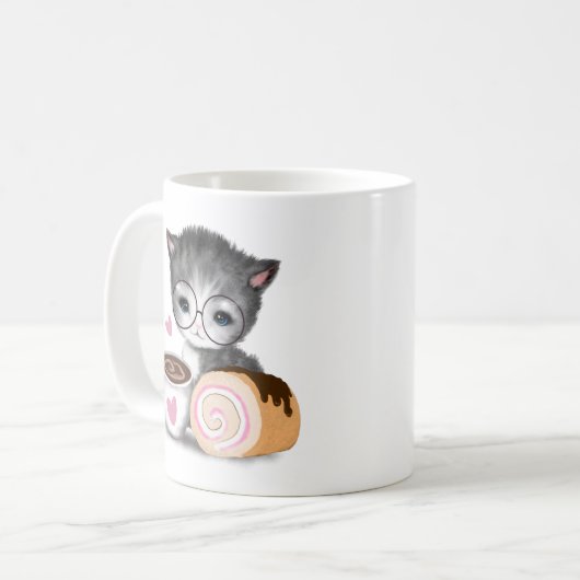Cute Kitten Coffee Sweet Cake Mug (Devant gauche)