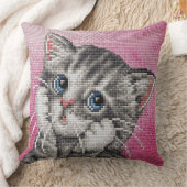 Cute Kitten Cross Stitch Throw Pillow Kussen (Deken)