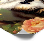 Cute Kitten die een Bow droeg. olieverf. Poster (Hoek)