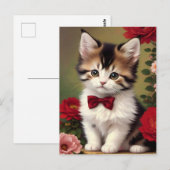 Cute Kitten die een Rode Bow heeft. Briefkaart (Voorkant / Achterkant)