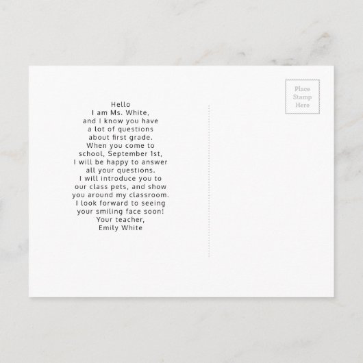 Cute Kitten Élémentaire Étudiants Bienvenue Carte  (Dos)