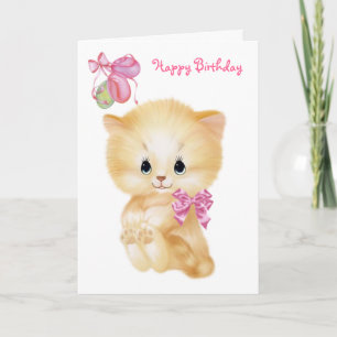 Cute Kitten en ballonnen - Happy Birthday Card Kaart